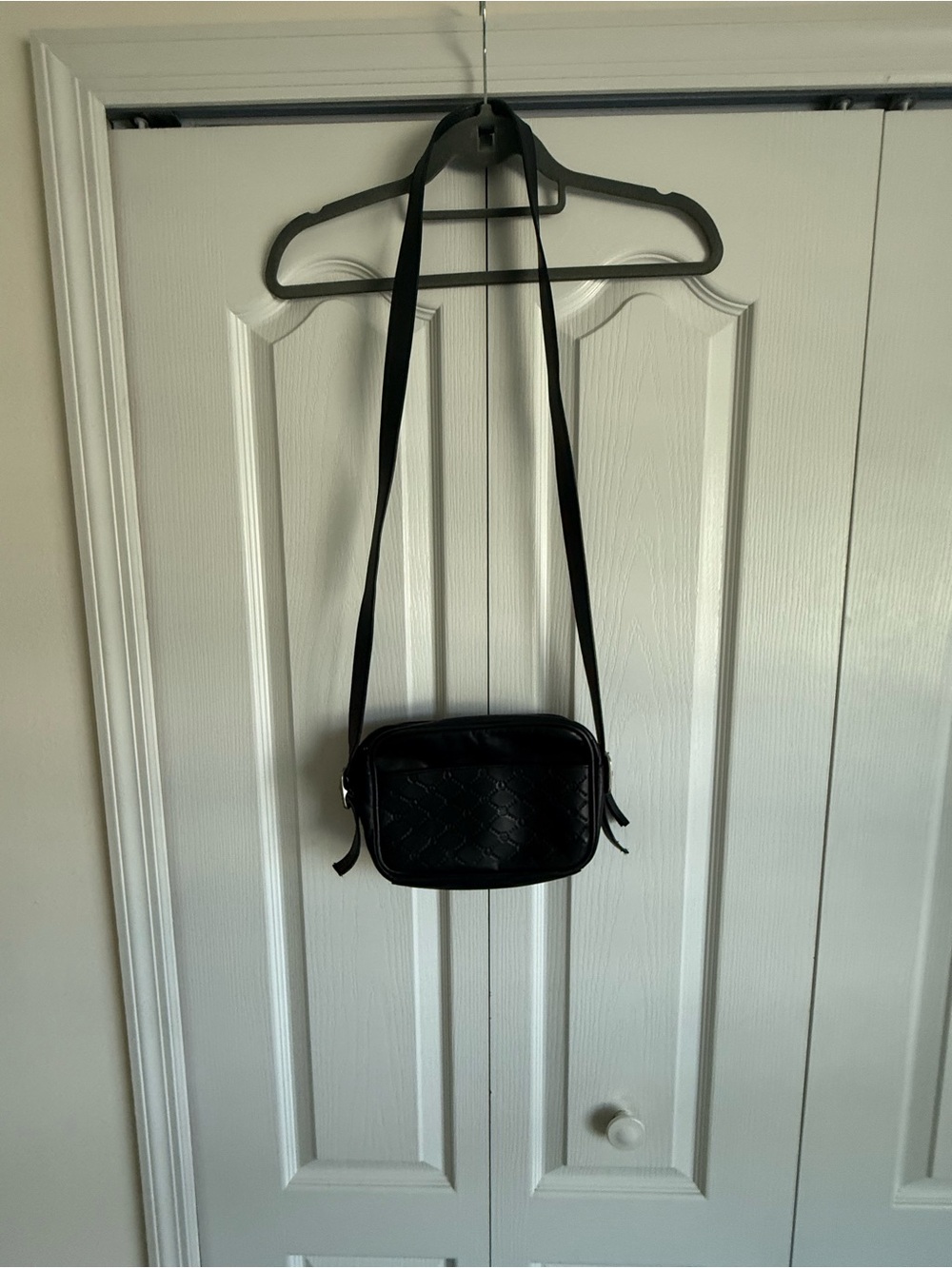 Black Quilted Leather Crossbody Bag - Women